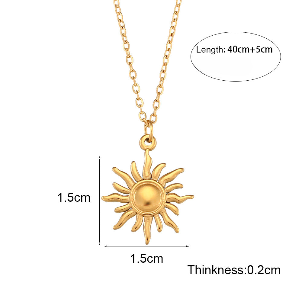 Wholesale Titanium Steel O-shaped Chain Sun Moon Star Pendant Necklace